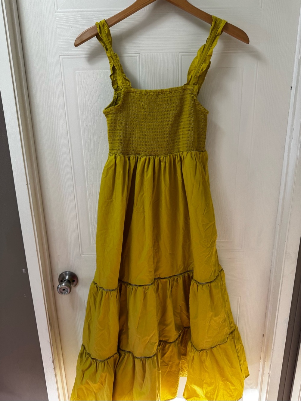 Women’s' Yellow Tiered Ruffle-Strap Summer Dress